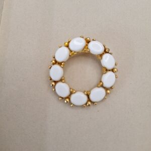 Vintage Gold Tone Milk Glass Brooch SOLD